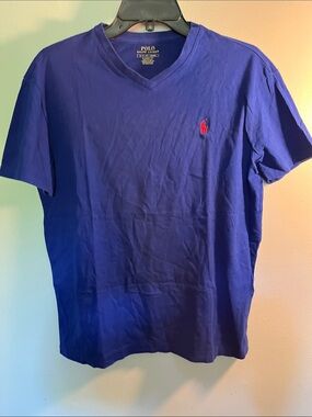 Polo by Ralph Lauren Men's V-Neck Tee in Royal Blue with Red Pony